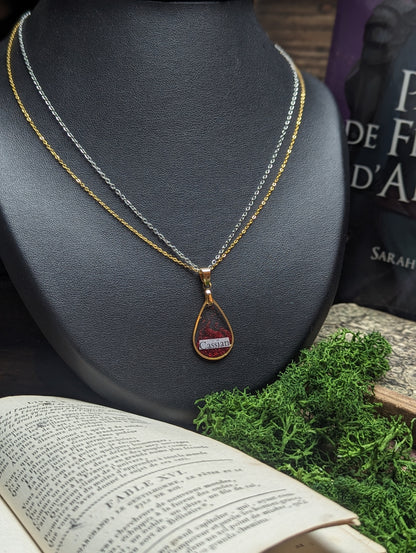 Collier Cassian - Petites flammes rouges pailletées